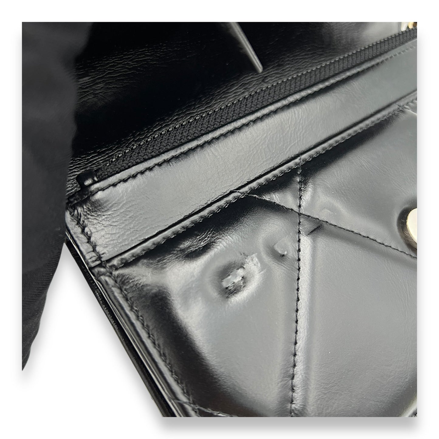 C19 Wallet On Chain Black in Lambskin, Silver hardware