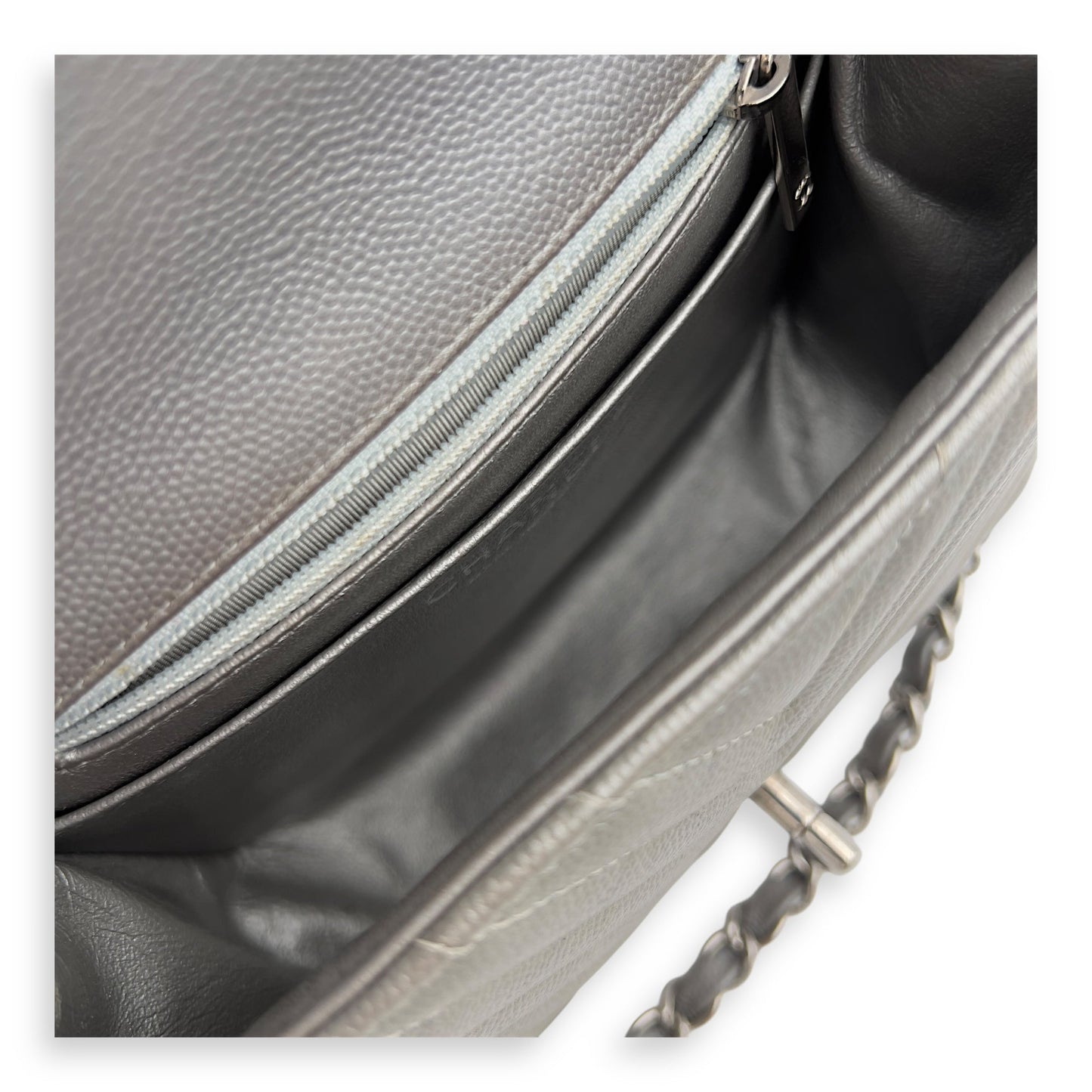 Chevron Square Mini Grey Crossbody Bag in Canvas, Silver hardware
