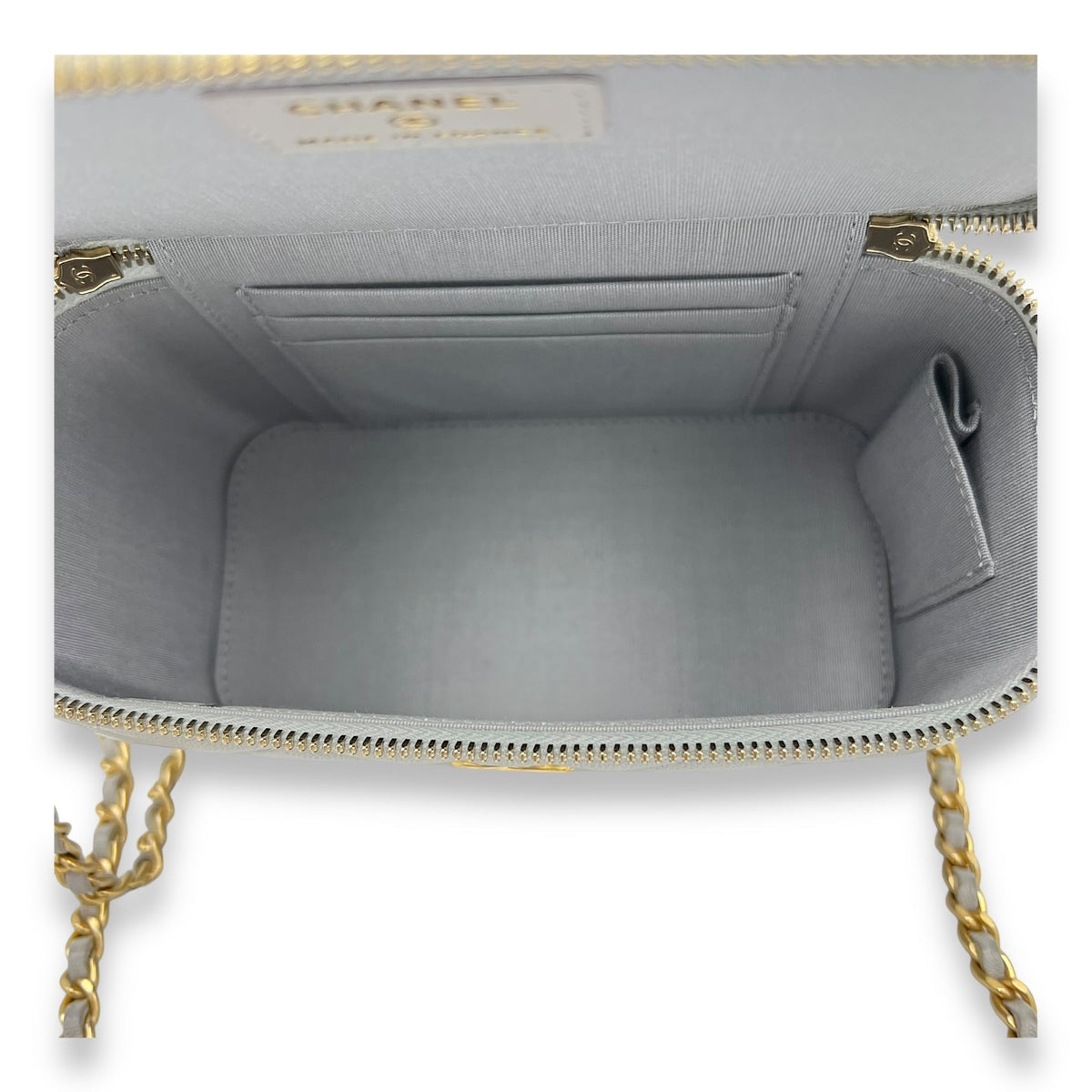CC Vanity Bag Grey in Lambskin, Gold hardware