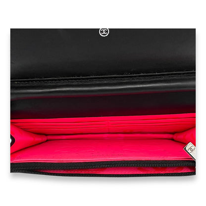 Cambon Wallet On Chain Black in Lambskin, Silver hardware