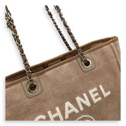Deauville Tote Bag Brown in Canvas, Silver hardware