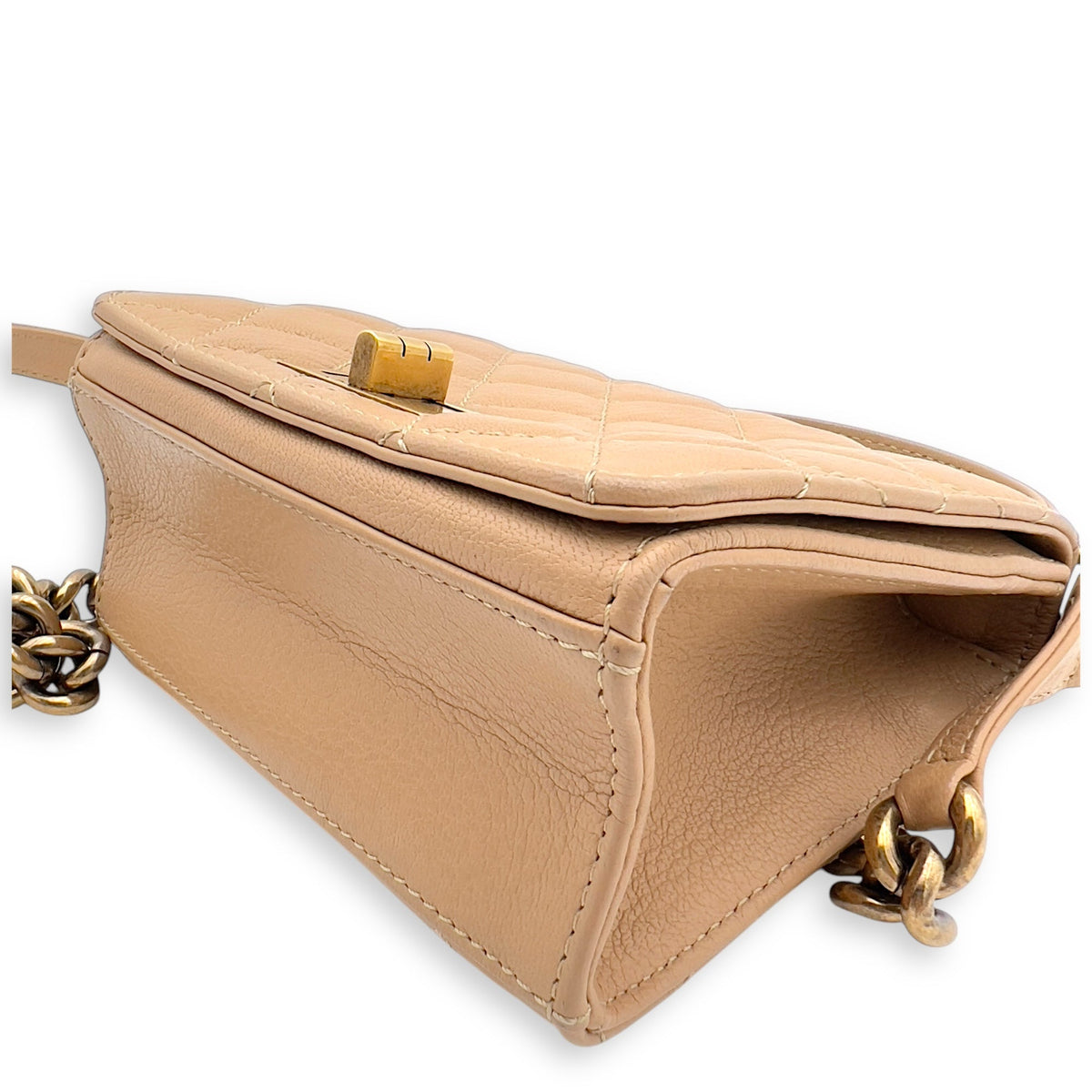 Rita Top Handle Bag Brown in Calfskin, Gold hardware