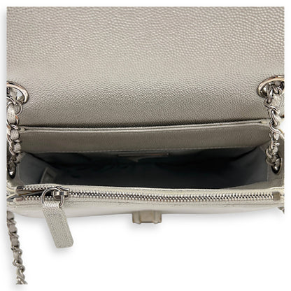 Coco Curve Top Handle Bag White in Caviar Leather, Silver hardware