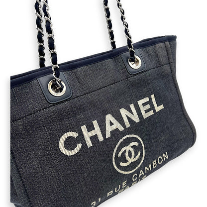 Deauville Small Blue Tote Bag in Denim, Silver hardware