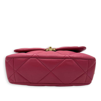 C19 Large Pink Shoulder Bag in Lambskin, Mixed hardware