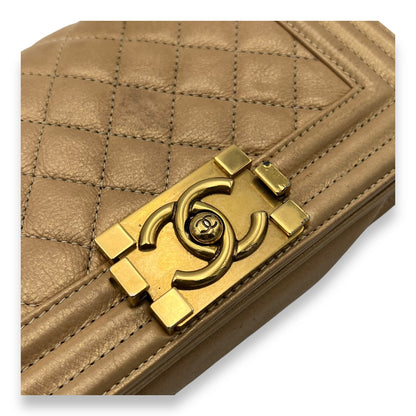 Boy Small Gold Shoulder Bag in Lambskin, Gold hardware