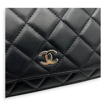 CC Wallet On Chain Black in Lambskin, Silver hardware