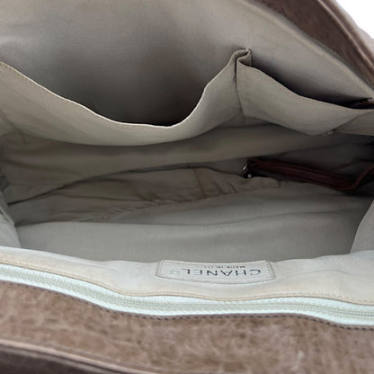 CC Shoulder Bag Brown in Calfskin, Silver hardware