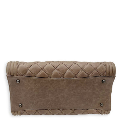 Boy Top Handle Bag Beige in Calfskin, Gunmetal hardware