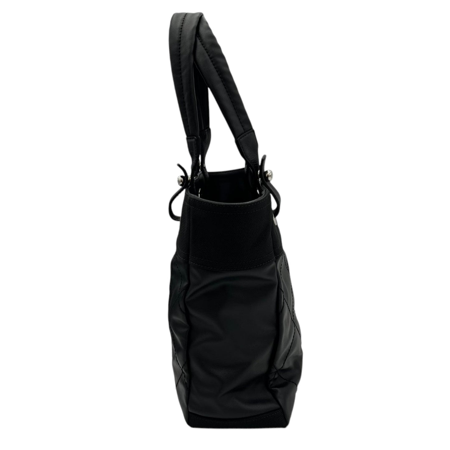 Paris Biarritz Shoulder Bag Black in Coated Canvas, Silver hardware