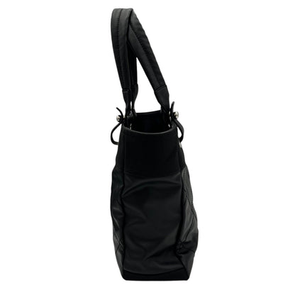 Paris Biarritz Shoulder Bag Black in Coated Canvas, Silver hardware