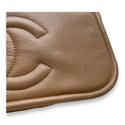 Timeless CC Shoulder Bag Beige in Caviar Leather, Silver hardware