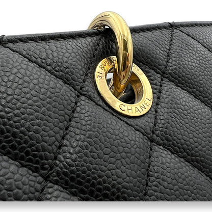 GST XL Black Tote Bag in Caviar Leather, Gold hardware