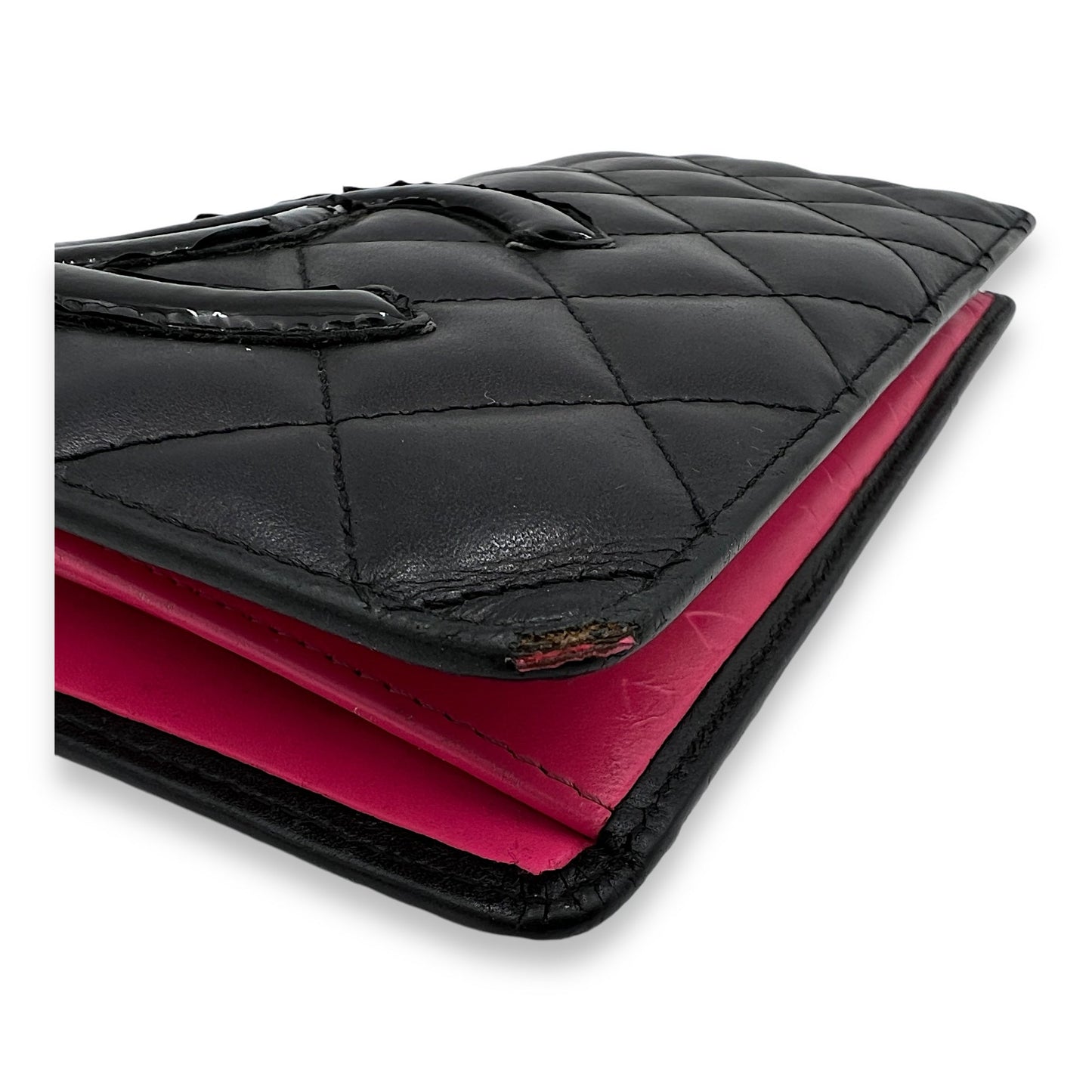 Cambon Long Black Wallet in Calfskin, Silver hardware