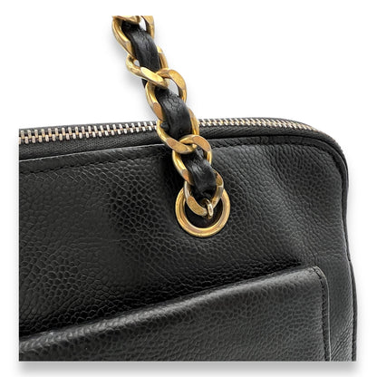 Vintage Shoulder Bag Black in Caviar Leather, Gold hardware