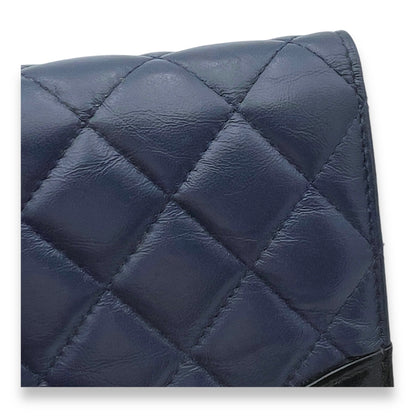 Gabrielle Blue Wallet On Chain in Calfskin, Gold hardware