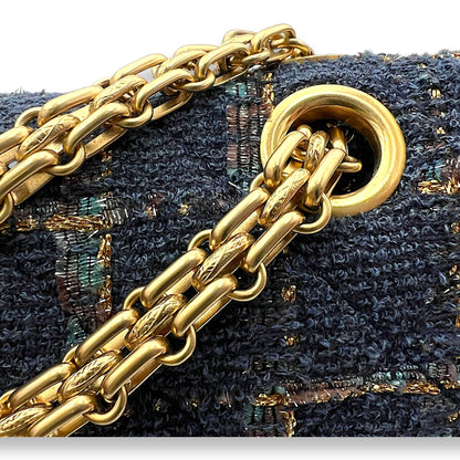 Fantasy 2.55 Reissue Blue Shoulder Bag in Tweed, Gold hardware