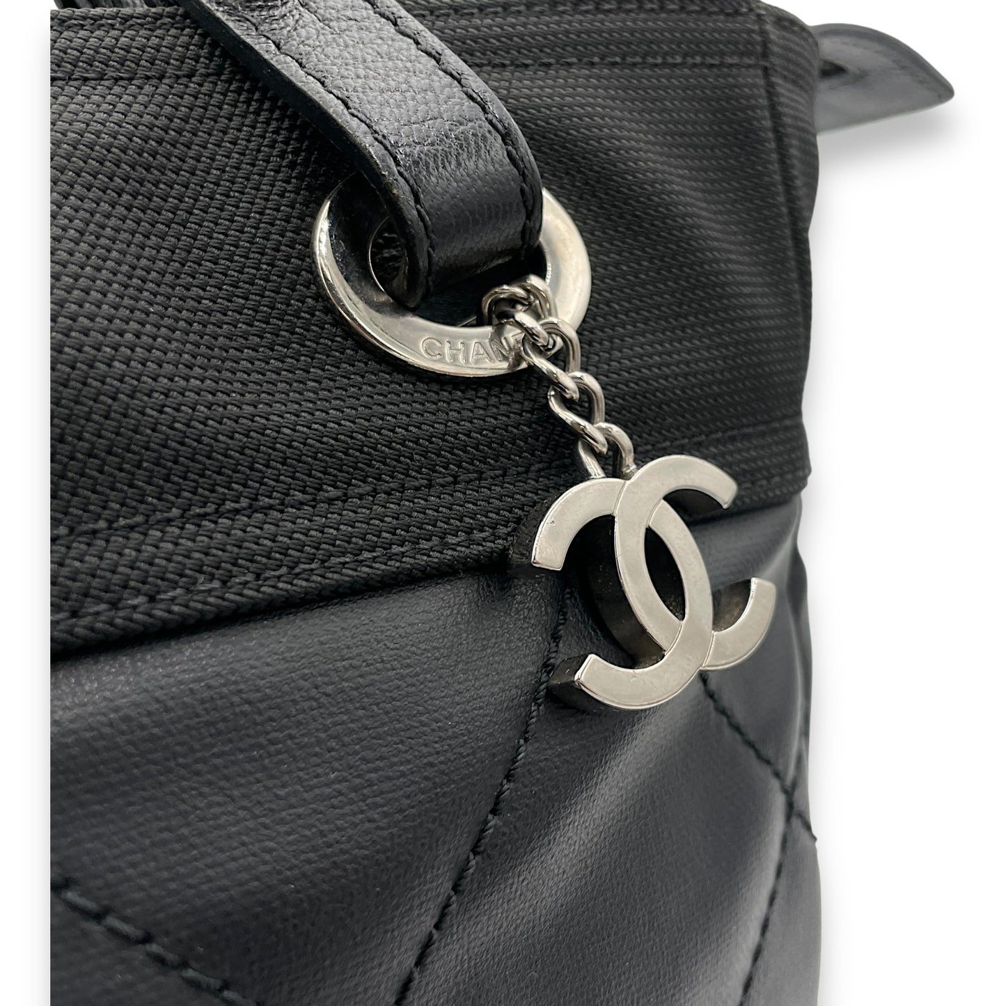 Biarritz Tote Bag Black in Coated Canvas, Silver hardware