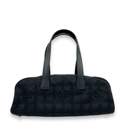 Travel Line Boston Black Top Handle Bag in Canvas, Gold hardware