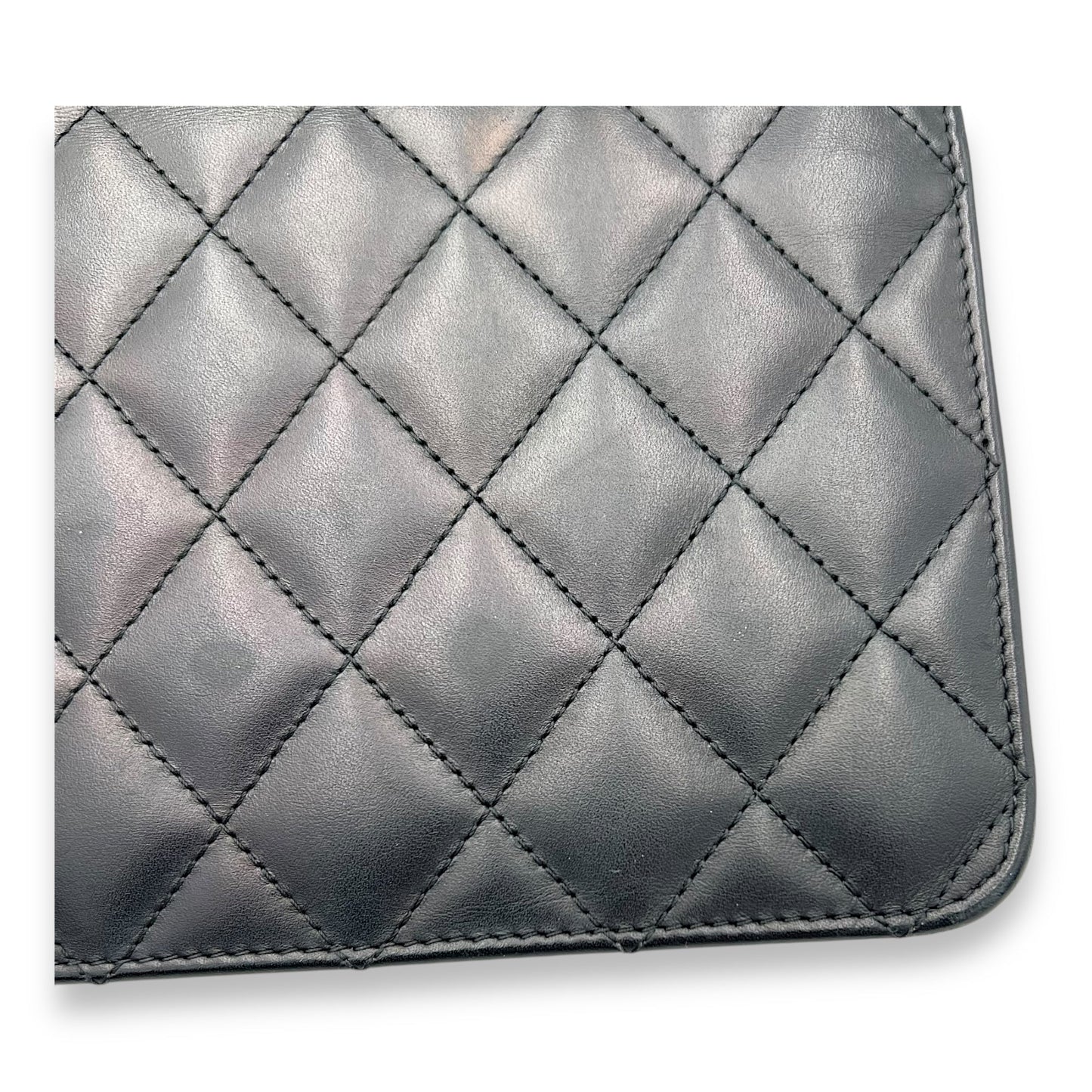 Cambon Wallet On Chain Black in Lambskin, Silver hardware