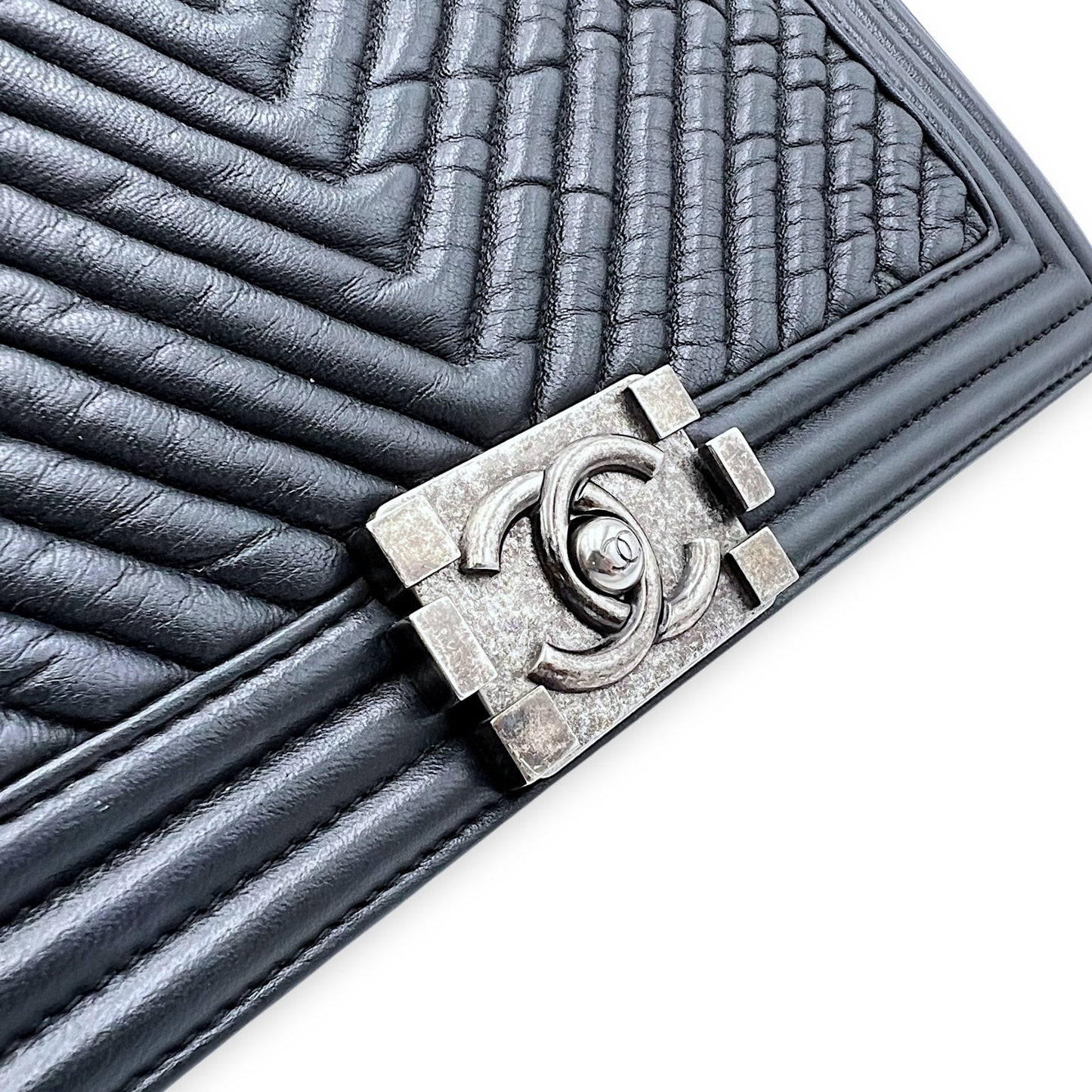 Boy Shoulder Bag Black in Lambskin, Gold hardware