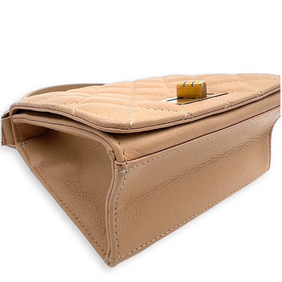 Rita Top Handle Bag Brown in Calfskin, Gold hardware