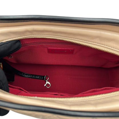 Gabrielle Large Beige Shoulder Bag in Calfskin, Mixed hardware