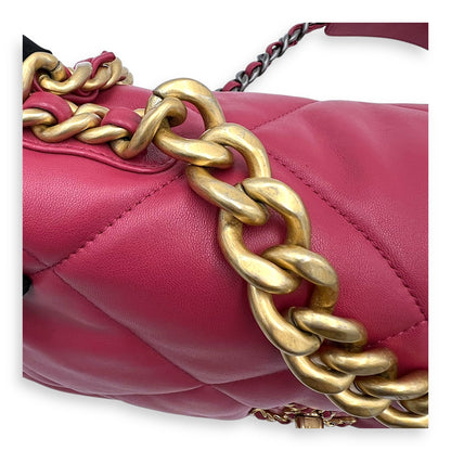 C19 Large Pink Shoulder Bag in Lambskin, Mixed hardware