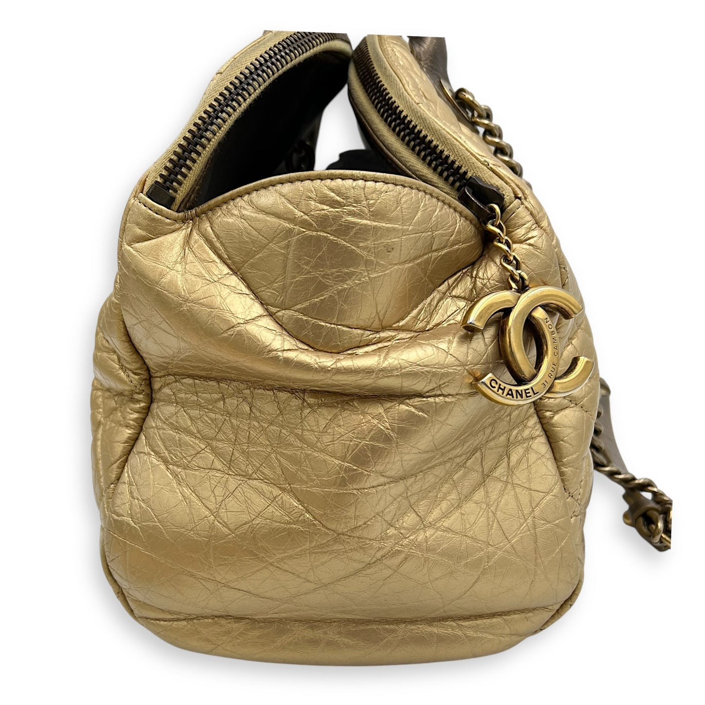 2 WAY BAG Top Handle Bag Gold in Calfskin, Brushed Gold hardware