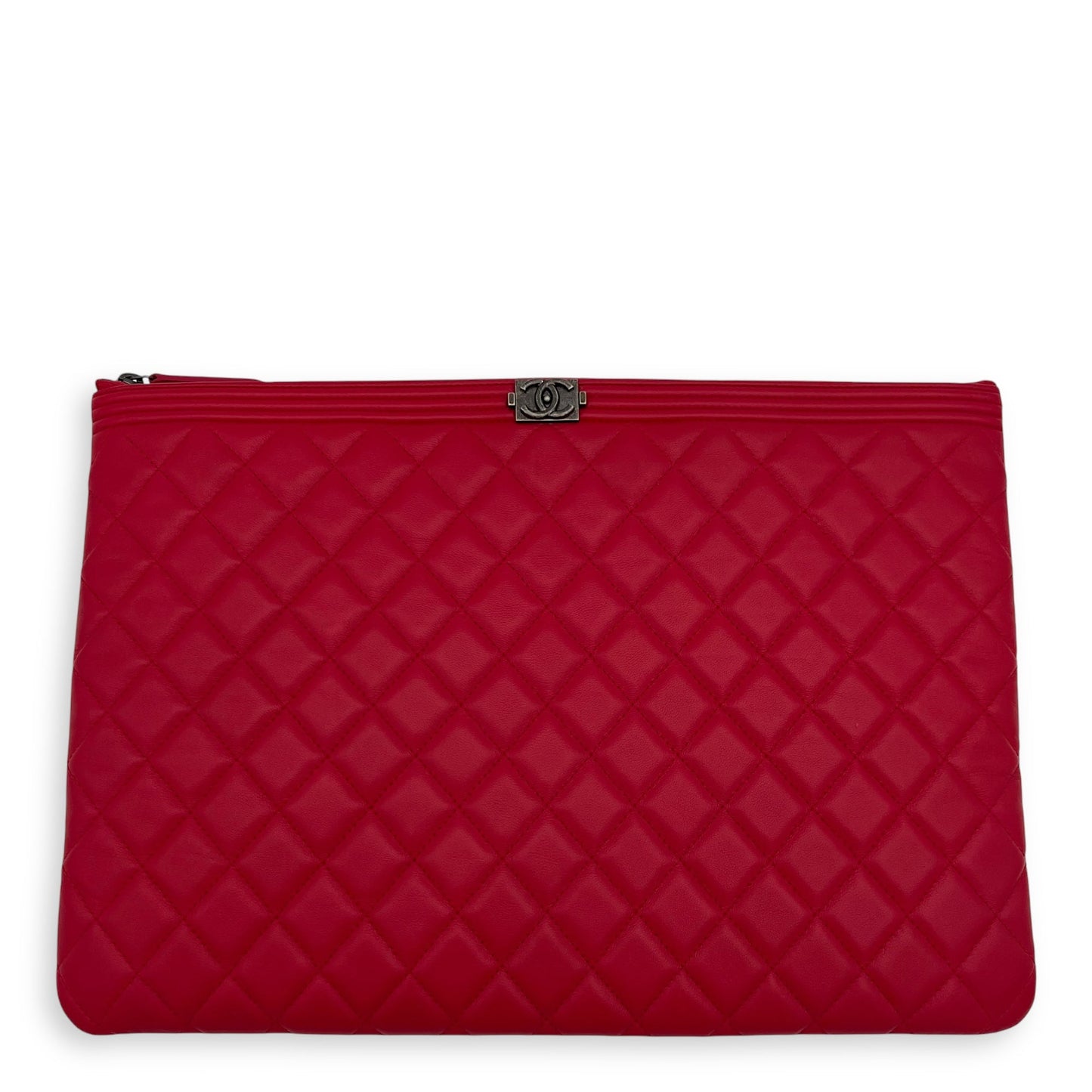 Boy Red O Case in Lambskin, Ruthenium hardware