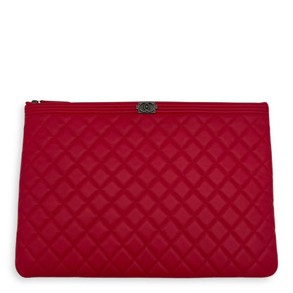 Boy Red O Case in Lambskin, Ruthenium hardware