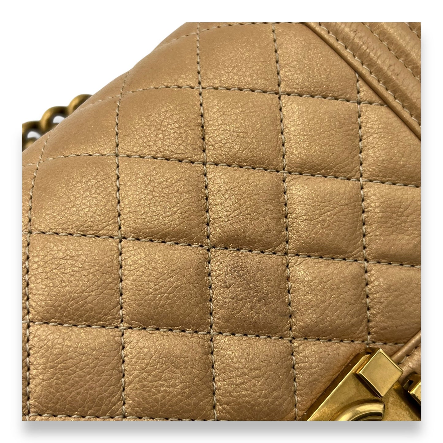 Boy Small Gold Shoulder Bag in Lambskin, Gold hardware