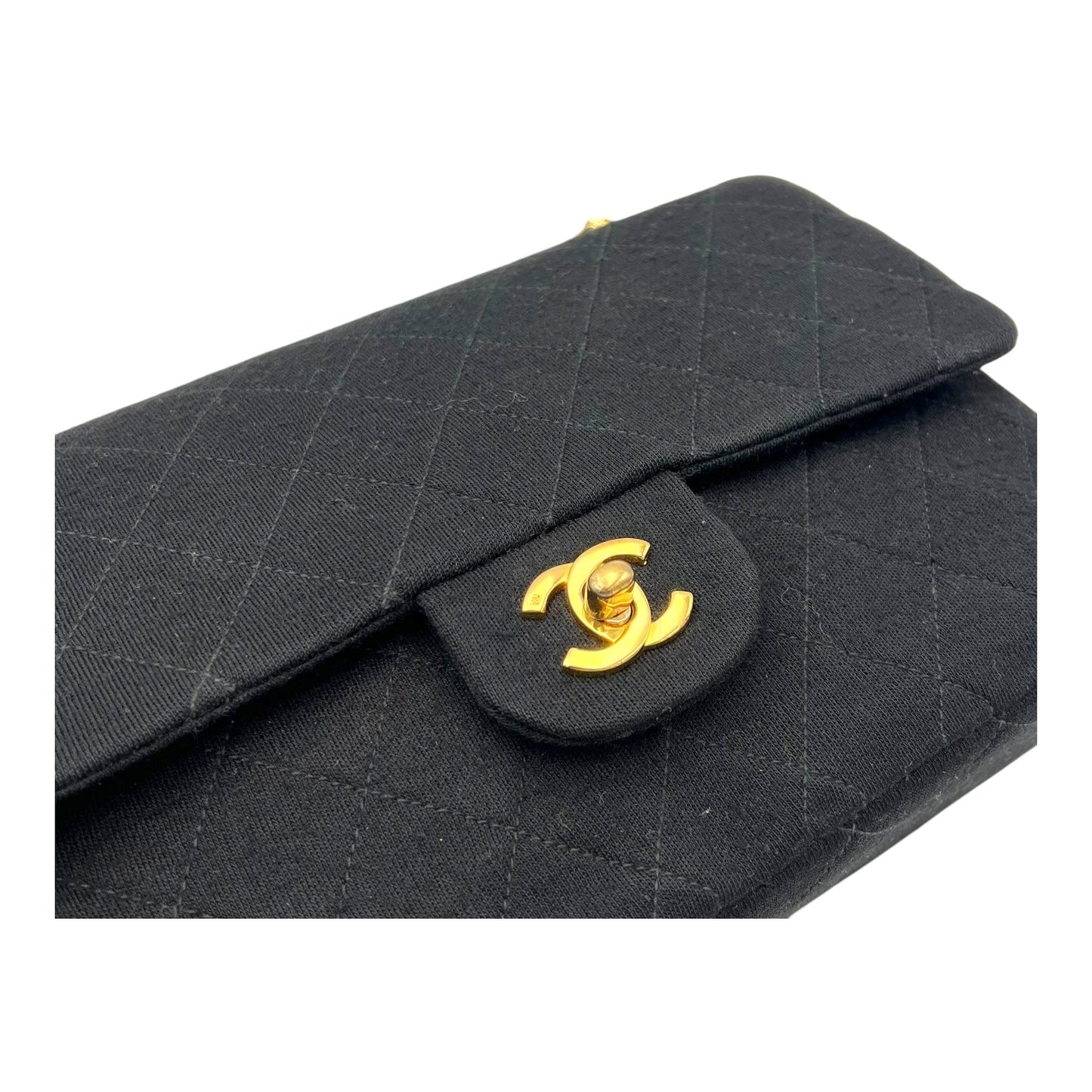 Classic Shoulder Bag Black in Jersey, Gold hardware