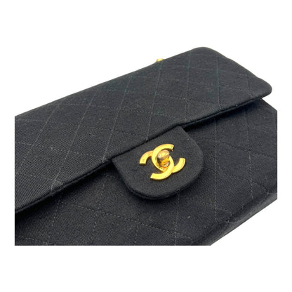 Classic Shoulder Bag Black in Jersey, Gold hardware