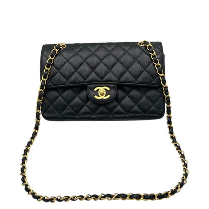 Classic Shoulder Bag Black in Caviar Leather, Gold hardware