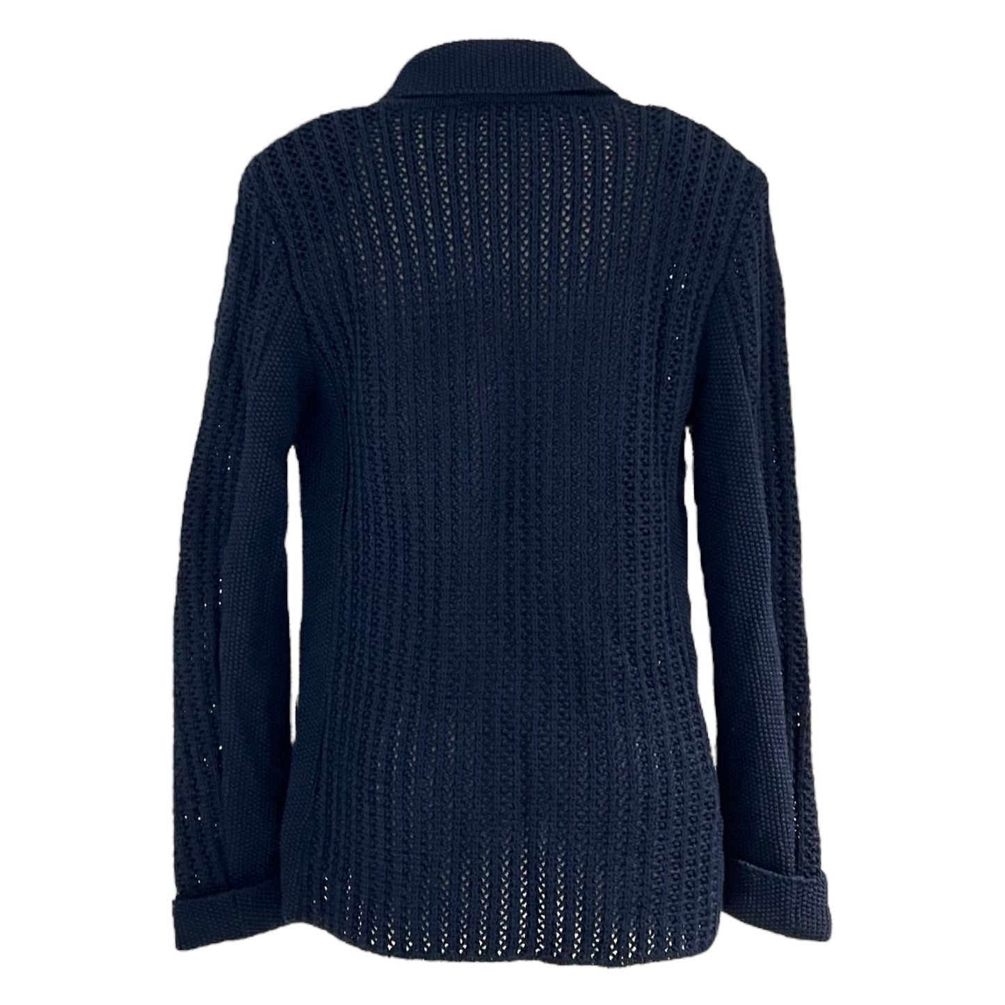 19C La Pausa Navy Knitted igan FR36 Blue Ready-To-Wear in Cotton, Gunmetal hardware