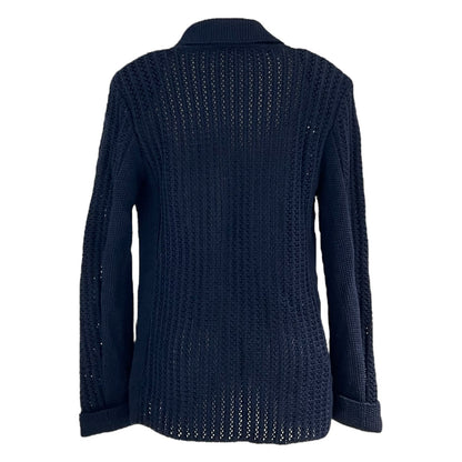19C La Pausa Navy Knitted igan FR36 Blue Ready-To-Wear in Cotton, Gunmetal hardware