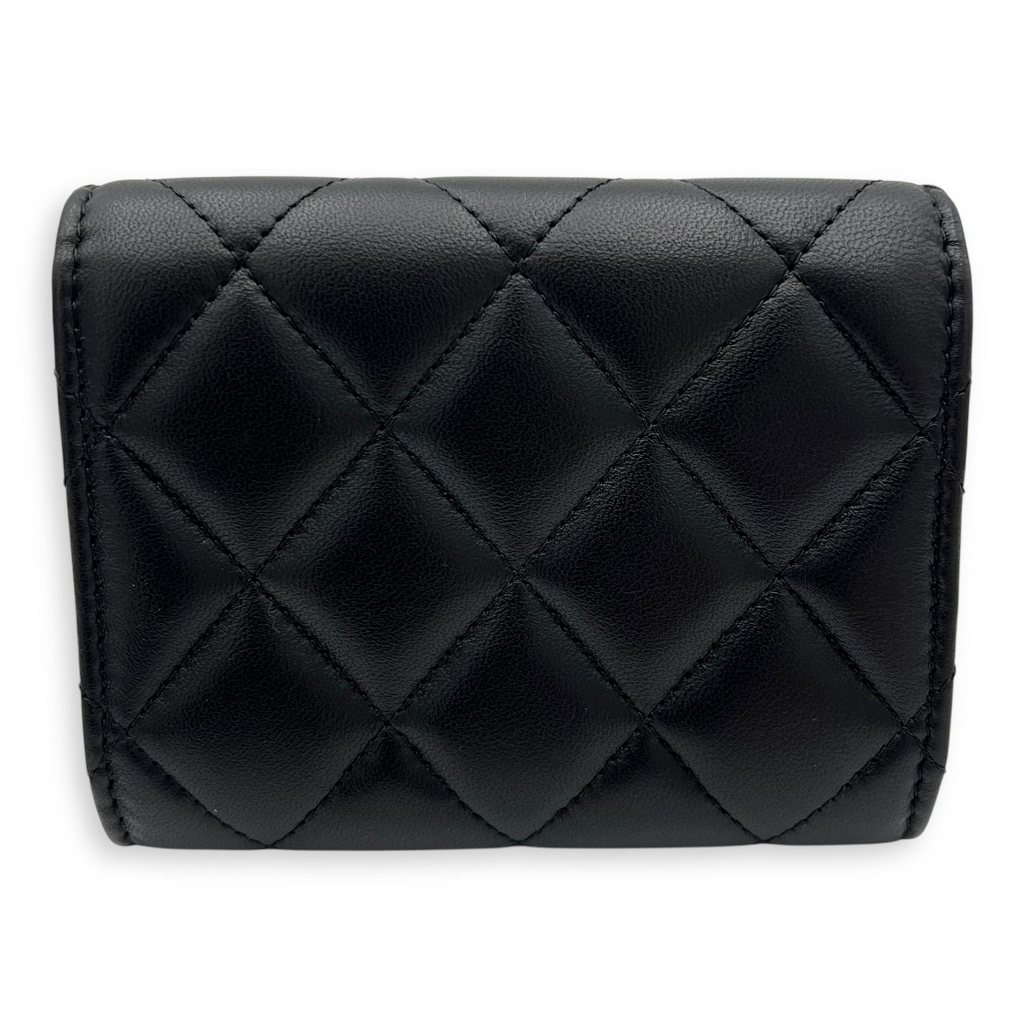 Pearl wallet Wallet Small Black in Lambskin, Gold hardware