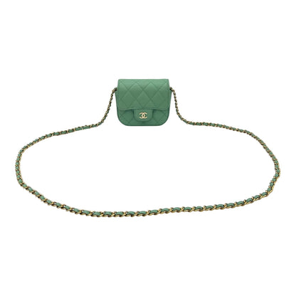 CC Green  Wallet Crossbody in Caviar Leather, Gold hardware