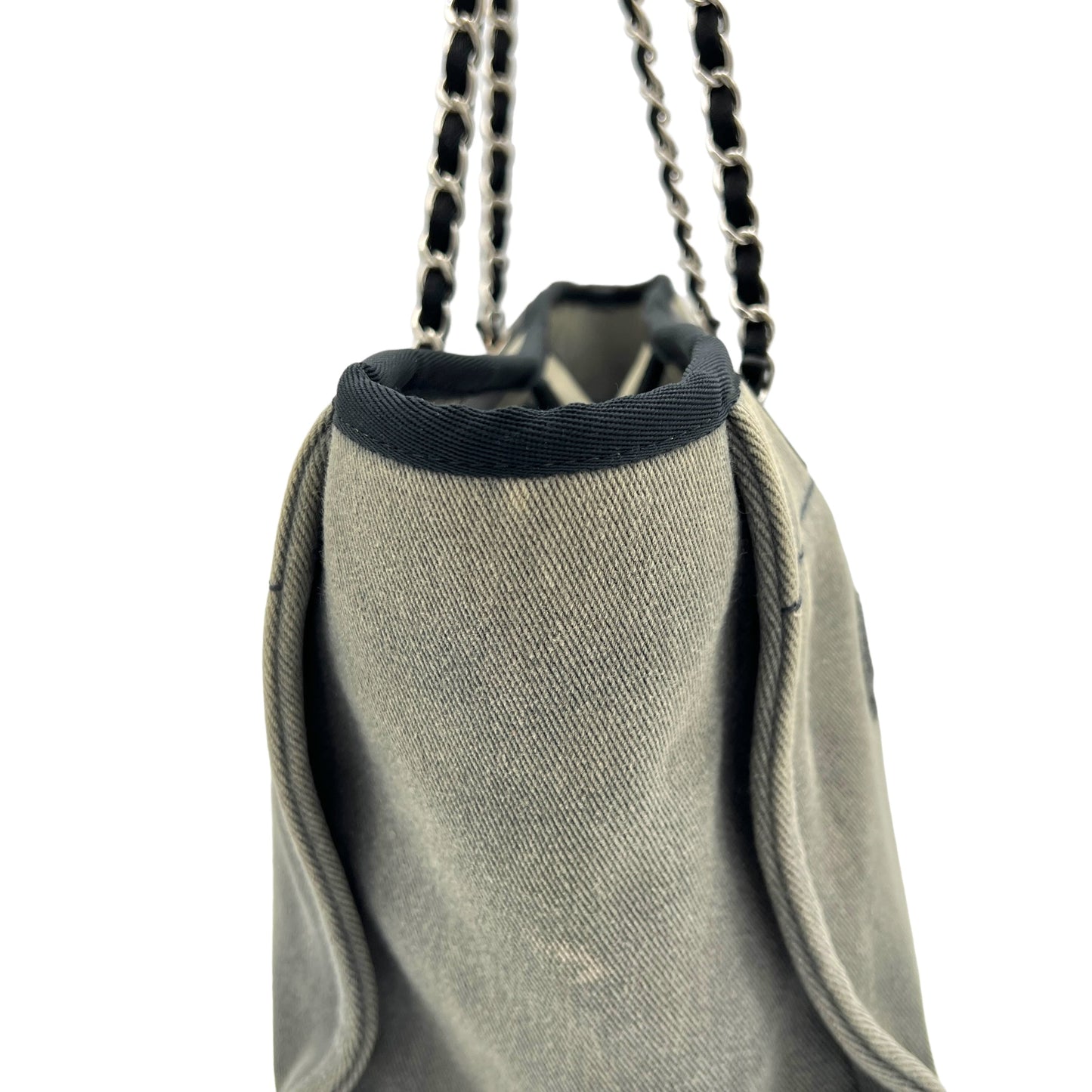 Deauville Medium Sequins Shoulder Bag in Denim, Silver hardware