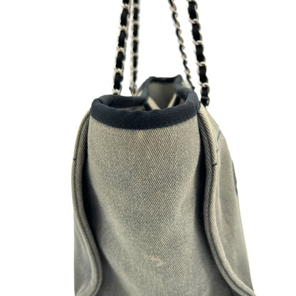 Deauville Medium Sequins Shoulder Bag in Denim, Silver hardware
