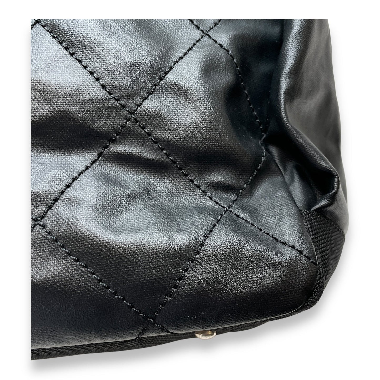 Biarritz Black Shoulder Bag in Coated Canvas, Silver hardware