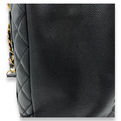 GST XL Black Tote Bag in Caviar Leather, Gold hardware