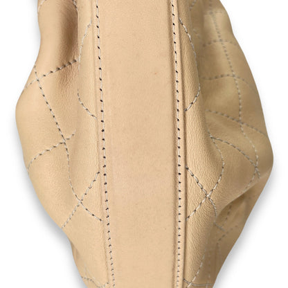 Drawstring CC White Bucket Bag in Lambskin, Gold hardware