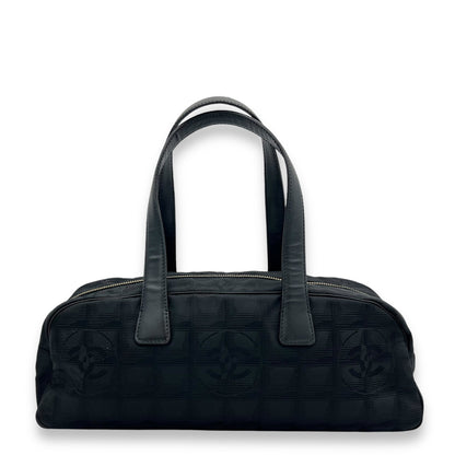 Travel Line Boston Black Top Handle Bag in Canvas, Gold hardware