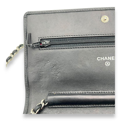 Cambon Wallet On Chain Black in Lambskin, Silver hardware