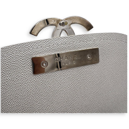 Coco Curve Top Handle Bag White in Caviar Leather, Silver hardware