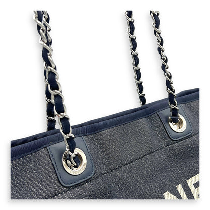 Deauville Small Blue Tote Bag in Denim, Silver hardware