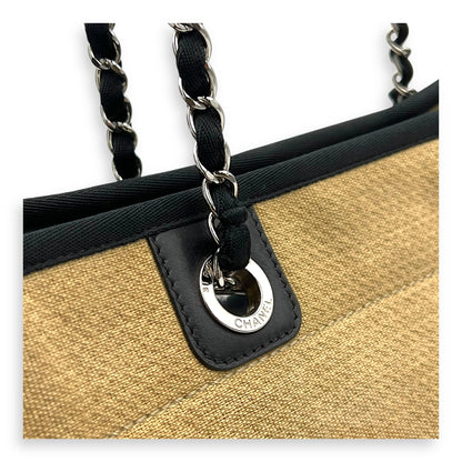 Deauville Tote Bag Beige in Canvas, Silver hardware