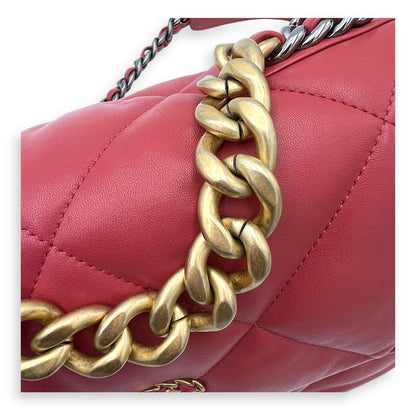 C19 Large Pink Shoulder Bag in Lambskin, Mixed hardware